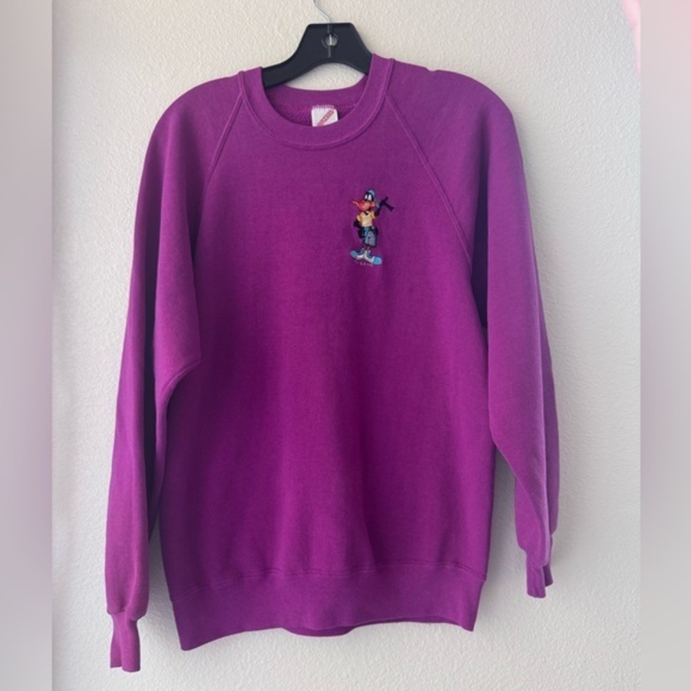 Vintage Daffy Duck Jerzees Purple Crewneck Size Large
